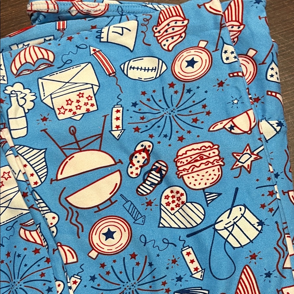 LuLaRoe Blue and White Starry Apparel set of 5 TC leggings - Picture 4 of 8